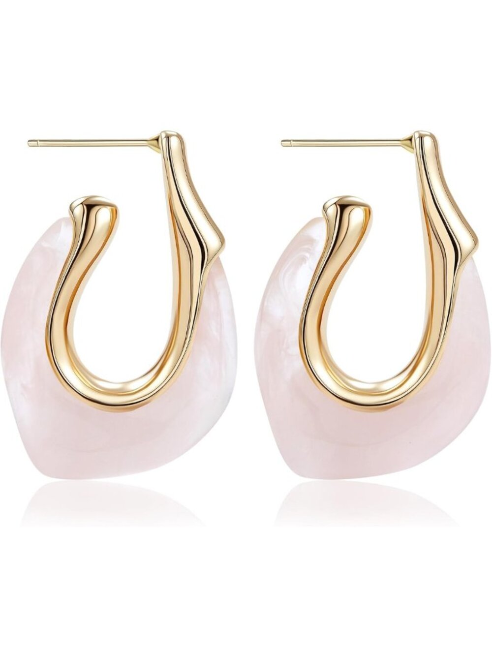 Chunky Gold Hoop Earrings | Acrylic Huggie Dangle | Fun Statement Jewelry